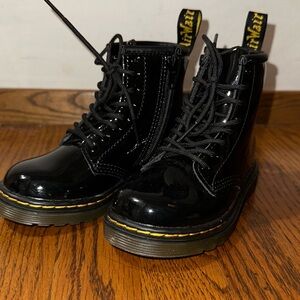 Toddler Doc Marten Black Patent Leather Zip Up Boots